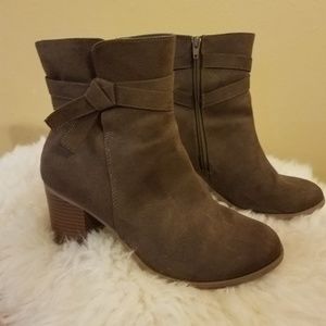 Brown faux suede booties